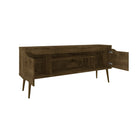 Manhattan Comfort Bradley 62.99" Mid-Century Modern TV Stand - Rustic Brown-Fashionable Splayed Legs made from Solid Wood for Extra Durability