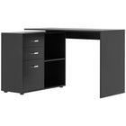 HOMCOM 46" L-Shaped Desk with Drawers - Black-2 shape design, space-saving L-shaped or straight, offers plenty of surface space (When you want to change shape, you need to use tools)