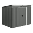 Outsunny Garden Storage Shed with Skylight - 9' x 6.5' - Dark Grey-This storage unit offers ample space for all your outdoor equipment needs, from garden tools to pool supplies
