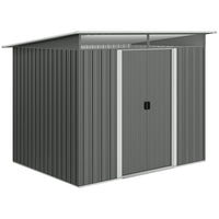 Outsunny Garden Storage Shed with Skylight - 9' x 6.5' - Dark Grey-This storage unit offers ample space for all your outdoor equipment needs, from garden tools to pool supplies
