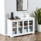 HOMCOM - Armoire de rangement de cuisine moderne 42 po L avec 2 portes coulissantes en verre - blanc-Plateau spacieux pour exposer ou ranger vos ustensiles de cuisine 