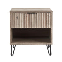 Manhattan Comfort DUMBO 20.07" Modern 1-Drawer Nightstand - Rustic Grey-Modern-Contemporary with a taste of Glam - Nightstand for Bedroom and Living Room Use