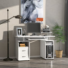 HOMCOM 47.2" Computer Desk with Keyboard Tray - White-A printer rack, a CPU stand, a keyboard tray and a sliding scanner shelf keep your office supplies organized