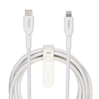 Staples TECH Lightning to USB-C Charging Cable - 6.5 ft. - White-Braided cable for durability and tangle-prevention tested to withstand up to 5K bends