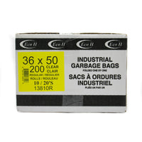 Eco II Garbage Bags - 36" x 50" - Regular - Clear - 20 Bags/Roll - 10 Roll Pack-36" x 50"