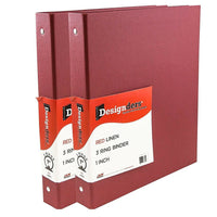 JAM Paper Premium Linen Textured 3 Ring Binders, 1 Inch, Red, 2 Pack (751Lreg)-Red