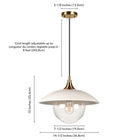 Hudson&Canal - Suspension Alvia de 37,8 cm de large avec abat-jour en métal et verre - Blanc nacré/laiton/transparent-Nettoyer avec un chiffon doux et sec, sans produits chimiques agressifs ni produits de nettoyage abrasifs