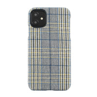 Gry Mattr Plaid Fabric Case for iPhone 11, XR - Mustard/Blue-Soft Fabric with Microfibre lining to prevent scratches