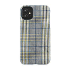Gry Mattr - Étui en tissu GMF7MB pour iPhone 11/XR - Moutarde et Plaid bleu-Tissu doux avec doublure en microfibre pour éviter les rayures