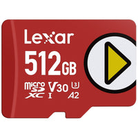 Lexar PLAY Speed Pump MicroSDXC Memory Card - 512GB - Red-Fast transfer speeds for quick loading time with up to 205MB/s