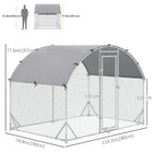 PawHut - Grande cage à poules en métal galvanisé 9,2 pi x 6,2 pi x 6,5 po-La grande hauteur permet aux propriétaires d’entrer et de sortir facilement des zones d’alimentation 
