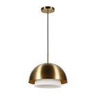 Hudson&Canal - Suspension Octavia de 40 cm de large avec abat-jour en métal et verre - Laiton/laiton et blanc-Design moderne et contemporain pour votre entrée, votre foyer ou votre cuisine