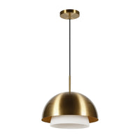 Hudson&Canal - Suspension Octavia de 40 cm de large avec abat-jour en métal et verre - Laiton/laiton et blanc-Design moderne et contemporain pour votre entrée, votre foyer ou votre cuisine