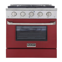 Kucht 30" KNG Series Pro Style Propane Gas Range - Stainless Steel/Red-Cook and bake like a pro with the extra-large convection oven that offers 4.2 cu. ft. of capacity, a 5-rack configuration, and an extra-large viewing window