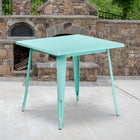 Table carrée en métal de 31,5 po pour intérieur/extérieur, vert menthe (ET-CT002-1-MINT-GG)-Taille du plateau: carré de 31,5 po