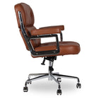 Plata Import Elegant Office Chair Faux leather Adjustable Chair with Polished aluminum frame - Brown-Seat 25.5" W x 19 " D; Back 20.5-17.5" H