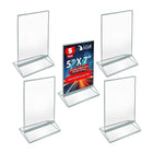 Azar - Porte-cartes de bureau/comptoir à chargement supérieur/latéral en acrylique - Transparent - Paquet de 5 (152799-SLV-5PK)-Matériau du cadre : acrylique