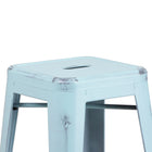 Flash Furniture Commercial Grade 30" High Backless Distressed Green-Blue Metal Indoor-Outdoor Barstool-Distressed Dream Blue Powder Coated Frame Finish