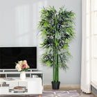 Outsunny 6' Artificial Bamboo Tree in Pot - Green-Colour: Green 