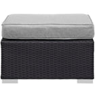 Modway Gather Outdoor Patio Ottoman - Espresso/Grey-Tempered Glass Top and Cushion