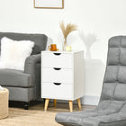 HOMCOM - Table de chevet avec pieds en bois - blanc-Sangles anti-basculement incluses pour fixer au mur 