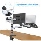 ShoppingAll Fully Adjustable Dual Monitor Stand Arm Mount and Laptop Trad Adapter - White-360 degrees rotation for switching from landscape monitor setting to portrait position