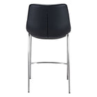 Zuo Magnus Counter Stool - Black/Silver - Set of 2-3 year limited warranty