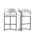 Manhattan Comfort Augusta 22.8" Modern Leatherette Upholstered Barstool - White - 2 Pack-Modern Barstool with Backrest Perfect for Bar and Kitchen Use