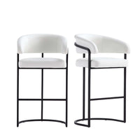 Manhattan Comfort - Augusta tabouret de bar moderne en similicuir rembourré 22,8" - blanc - lot de 2-Tabouret de bar moderne avec dossier parfait pour une utilisation au bar et dans la cuisine