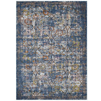 Modway Minu Distressed Floral Lattice Area Rug - 4 ft W x 6 ft L - Blue Grey Yellow/Orange-Distressed Floral Lattice Area Rug