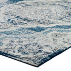 Modway - Entourage Médaillon vintage fleural vintage Malia Tapis de comédie 8 pi l x 10 pi L - Ivoire et bleu-Résistant aux taches / Facile à nettoyer