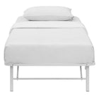 Modway Horizon Stainless Steel Twin Bed Frame - White-Eliminates Need For Box Spring