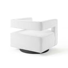 Modway - Booth Performance Velvet Fauteuil pivotant en velours de performance - Blanc-Base en fer noir mat texturé