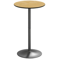 HOMCOM Round Bar Table for 2, Easy Assembly for Home Bar Cocktail Bistro - Natural Wood-Accommodates two people comfortably for shared workspaces