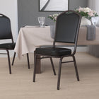 Flash Furniture – Chaise de banquet empilable Hercules à dossier en couronne, tissu noir avec cadre à veine cuivre-Siège et dossier rembourrés