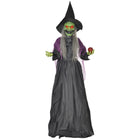 HOMCOM Animatronic Old Witch Prop Halloween Decoration-Old witch holding a poisoned apple design with a bendable arm 