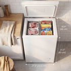 HOMCOM Compact Chest Mini Freezer - 3.5 cu. ft.- White-Includes a removable wire basket, helping to organize and access items quickly