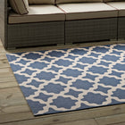 Modway Cerelia Moroccan Trellis Indoor/Outdoor Area Rug - 9 ft W x 12 ft L - Blue/Beige-Gripping Rubber Underside