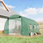 Outsunny Walk-in Tunnel Greenhouse with 2 Support Rods - 13 'x 9.8' x 6.6' - Green- Features a PE cover that provides UV protection and extends seasons
 