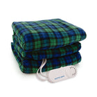 BIOS Living - Couverture Chauffante en micro-peluche - Blue et vert plaid-Lavage et séchage à la machine