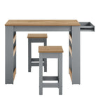 Modway Galley 3-Piece Kitchen Island and Stool Set - Oak Grey-9