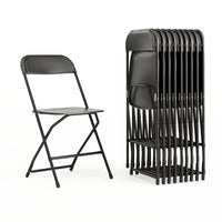 Flash Furniture – Chaise pliante Hercules en plastique d’une capacité de 800 lb, noir, 10/pqt-Ensemble de 10 chaises pliantes en plastique noir