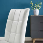 Modway Promulgate Biscuit Tufted Upholstered Faux Leather Dining Side Chair - White - 2 Pack-Solid Rubberwood Legs