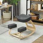 HOMCOM - Chaise à genoux ergonomique en bois avec coussins épais pour améliorer la posture - gris foncé-Coussin d'assise et de genoux épais pour le confort 