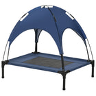 PawHut Elevated Cooling Pet Bed with Canopy for Medium Dogs - Dark Blue-Elevated off the ground for comfort and to allow airflow on all sides 