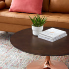 Modway Lippa 36" Round Wood Coffee Table - Rose Cherry Walnut-Polished Rose Gold Metal Pedestal Base