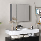 Kleankin Wall Mount Medicine Cabinet with Mirror - 28" W x 24" D - Grey-Ample storage shelves meet different requirements