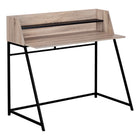 Monarch Specialties 7546 48" Computer Desk - Dark Taupe/Black Metal-Computer desk in a dark taupe wood-look finish featuring a small hutch with 1 long shelf in a black finish