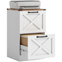 HOMCOM 2-Drawer Letter/A4 Filing Cabinet - White-Boasts a farmhouse style with X-panels, elevating your home office decor
