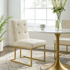 Modway Privy Gold Stainless Steel Upholstered Fabric Dining Accent Chair - Gold/Beige-Biscuit-Tufted Details